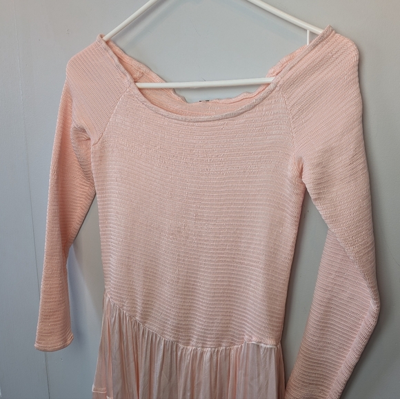 FREE PEOPLE Lucky Love Midi Dress Baby Pink No Size Tag (S Approx) Satin Finish - Picture 5 of 16